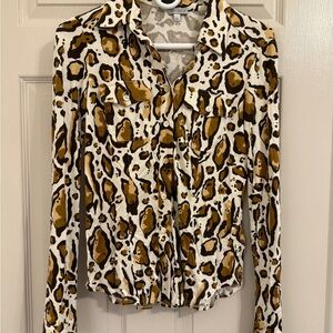 Worth Black and Brown Long Sleeve Button Down Shirt